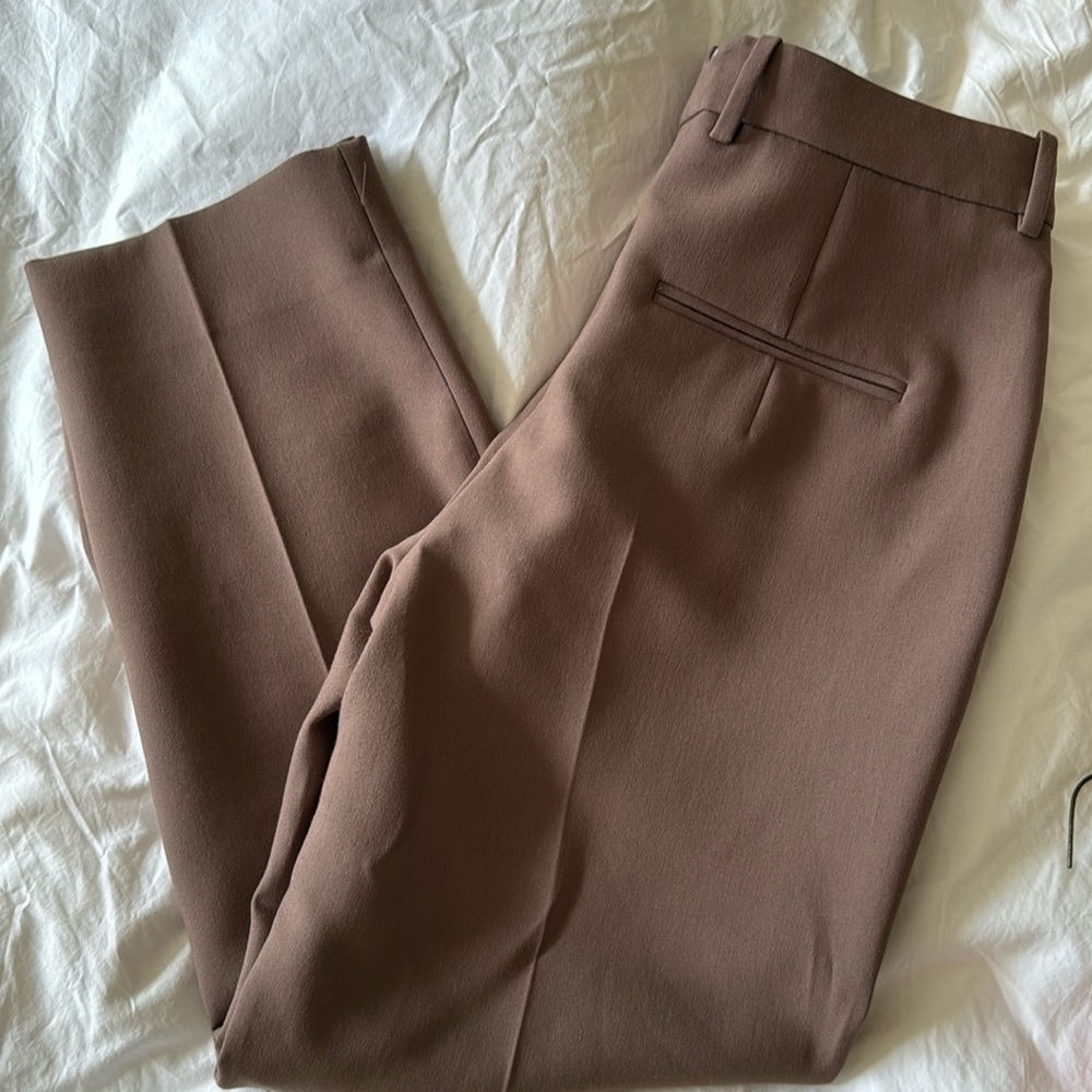Zara Chocolate Mid Rise Cropped Trousers